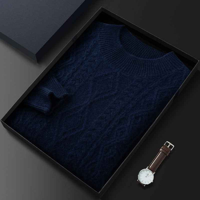 Maglione Girocollo con Trecce in Cashmere - Old Money®