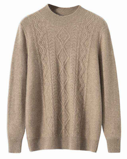 Maglione Girocollo con Trecce in Cashmere - Old Money®