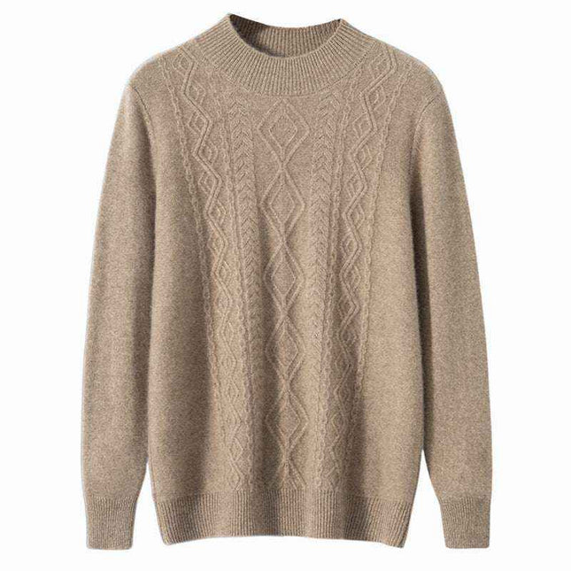 Maglione Girocollo con Trecce in Cashmere - Old Money®